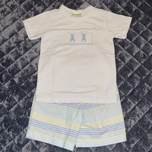 Classic Whimsy Easter Bunny Boys Smocked Set 4T